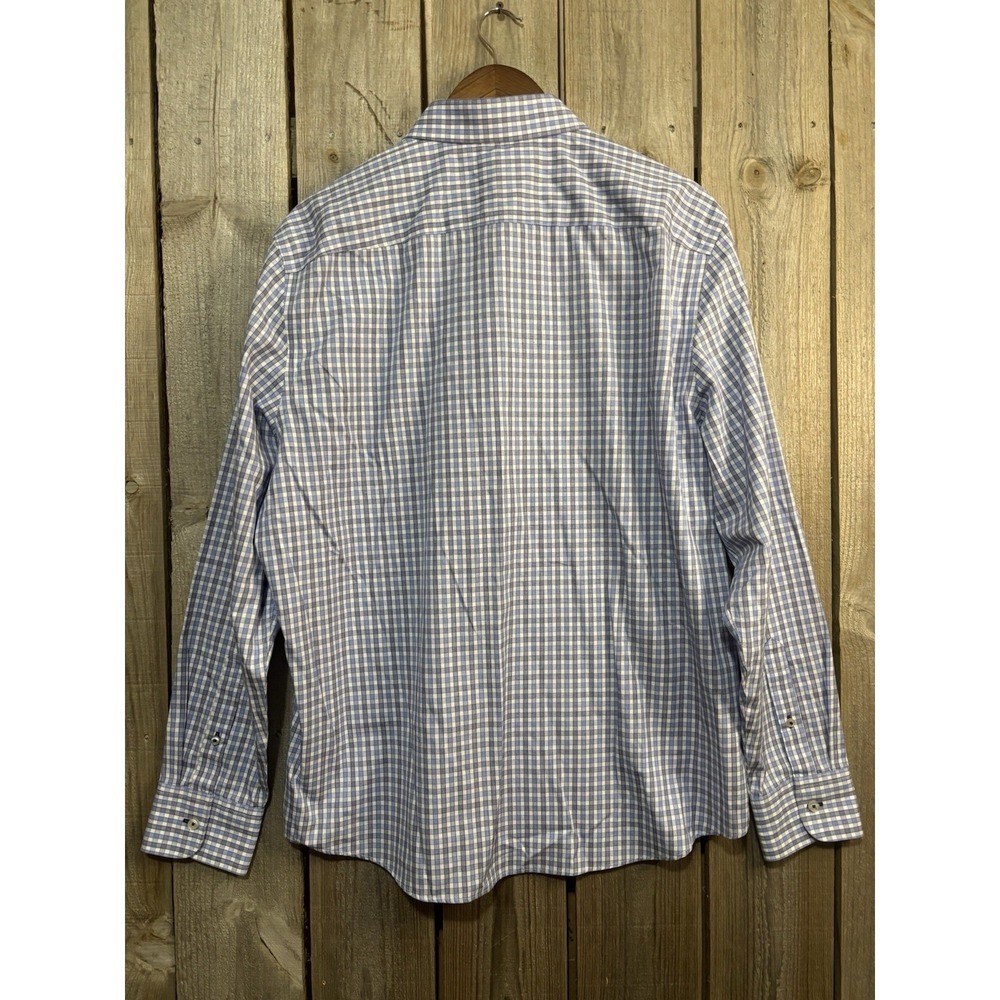 UNTUCKit Durif Men's XL Blue Check Button Up Shirt Regular Fit Cotton - Picture 2 of 5